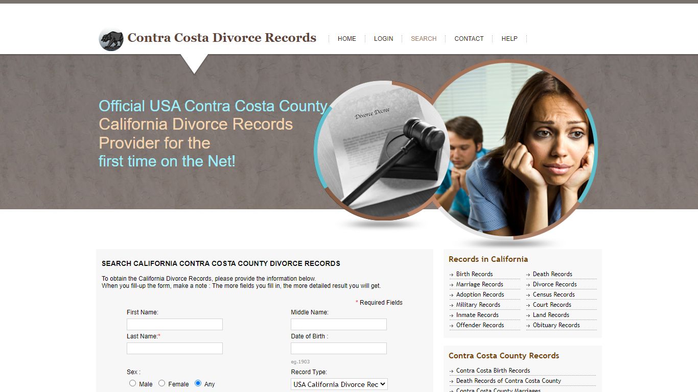 Search California Contra Costa County Divorce Records